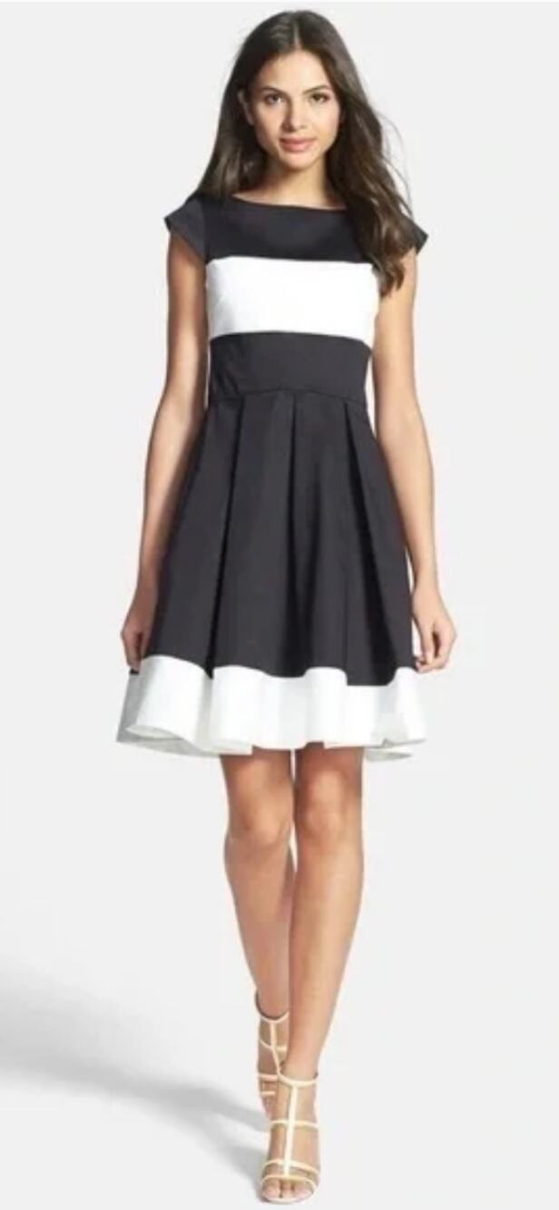 Kate Spade New York Adette black white cocktail dress fit and flare 8